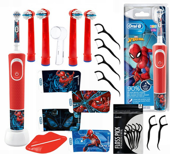Szczoteczka Braun Oral-b Vitality 100 SpiderMan + 4 końcówki kids Red + osłonka