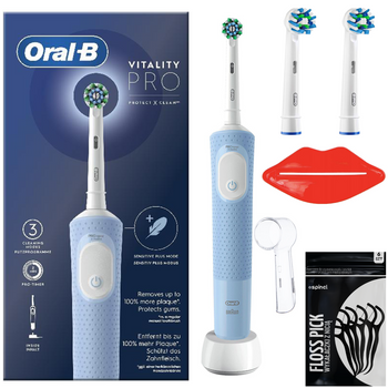 Szczoteczka Oral-B Vitality Pro D103 Blue + 2x Końcówka Oral-B CrossAction EB50AB + gratisy