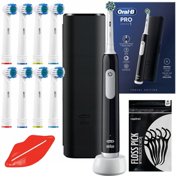 SZCZOTECZKA ELEKTRYCZNA DO ZĘBÓW ORAL-B PRO SERIES 1 CZARNA ETUI DODATKI