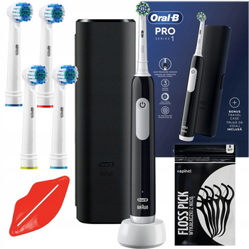 SZCZOTECZKA ELEKTRYCZNA DO ZĘBÓW ORAL-B PRO SERIES 1 CZARNA ETUI DODATKI
